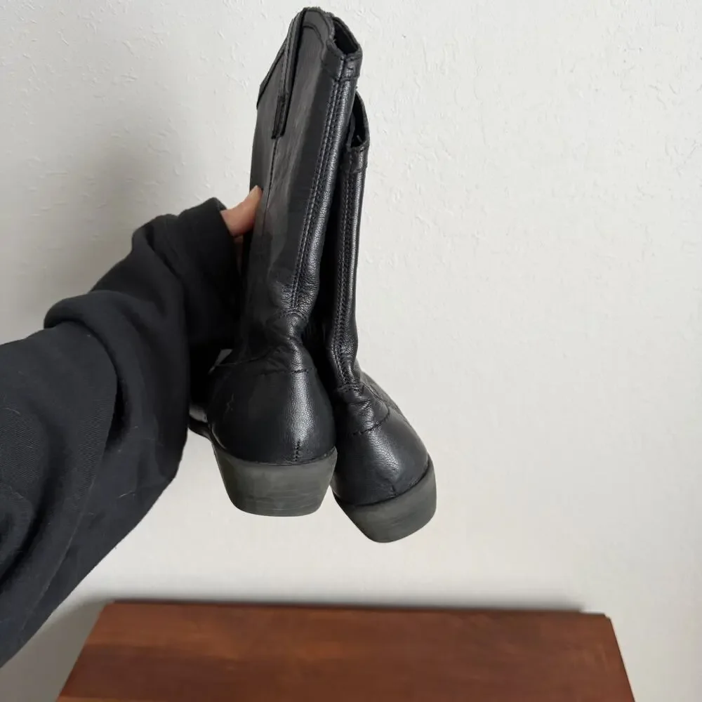 Frye Girls Billy Pull On Boots Black Leather Girls Youth 4 Womens 5.5/6